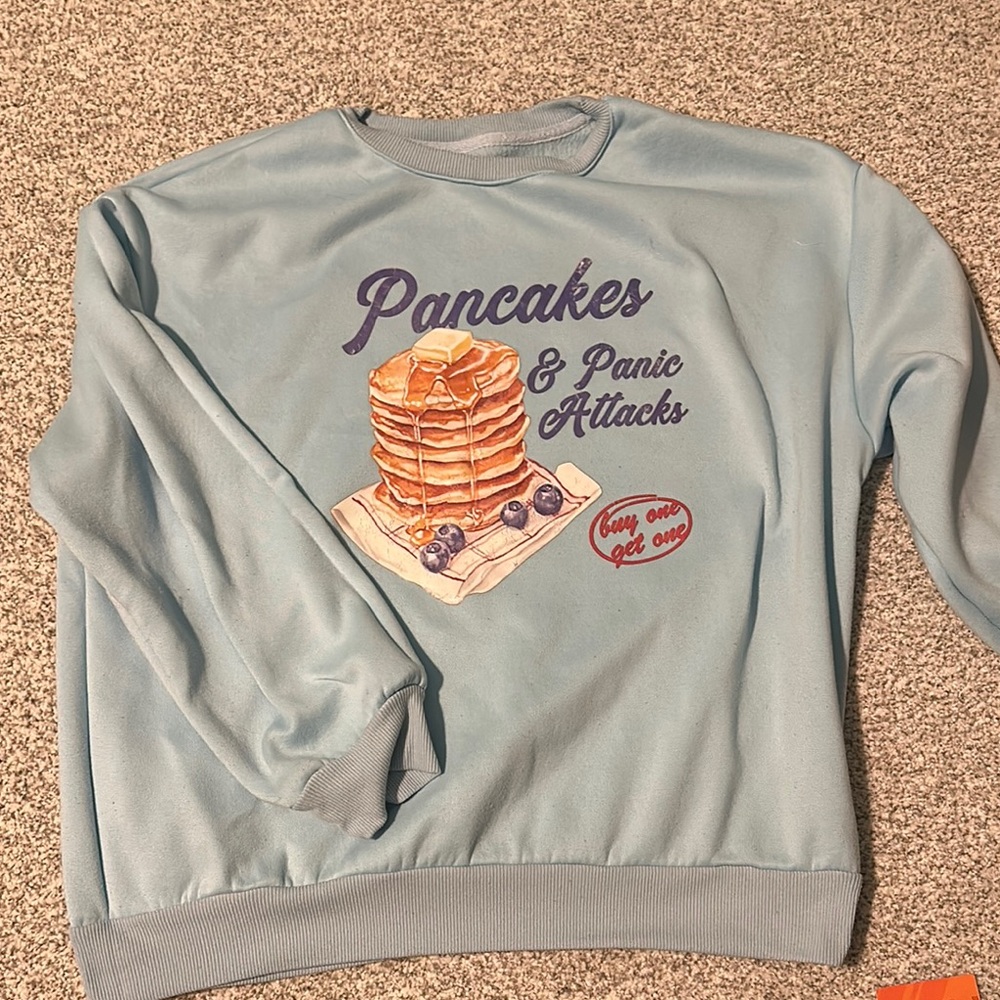 SHEIN Blue Pancakes Graphic Sweatshirt